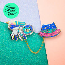 The Adventures of Space Cat Enamel Pin Collar Set with Chain