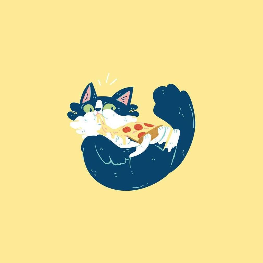 Orion the Cat - Pizza Time 8x8 Giclee Print