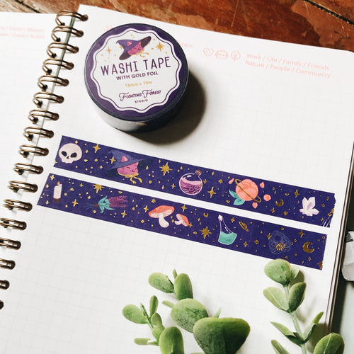 Witchy Things Washi Tape with Gold Foil