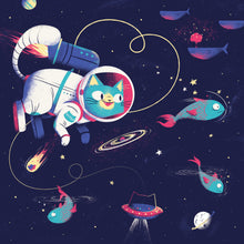 The Adventures of Space Cat 10x10 Giclee Print